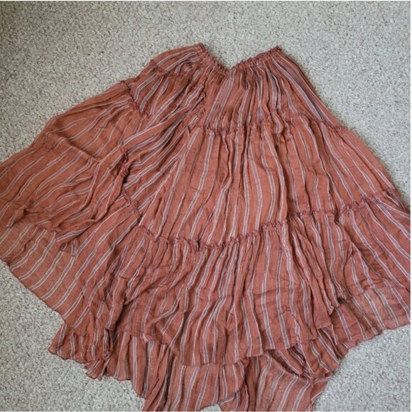 Free People One Ember Boho Asymmetrical High Low Midi Brown Skirt XS - Picture 4 of 5